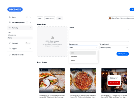 Secondz Pro dashboard
